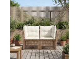 Vidaxl Sofá De Jardim 2-número De Lugares Bege Vime Pe