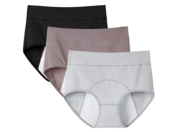 Calcinha Menstrual Anti vazamento, Material Suave e Confortável, Lavável, Ideal para Fluxo Leve e Proteção Extra Preto X Cinza X Café