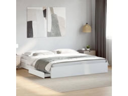 Vidaxl Estrutura De Cama C/ Gavetas 200x200cm Derivados Madeira Branco