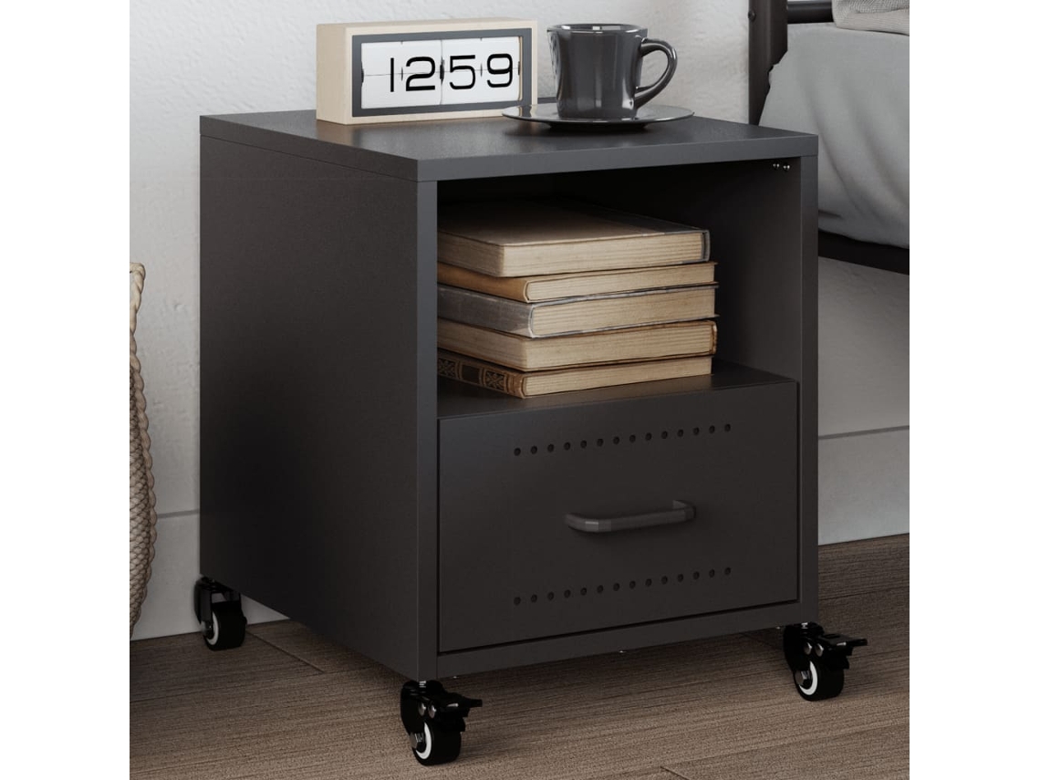 Vidaxl Mesa De Cabeceira 36x39x43,5 Cm Aço Preto