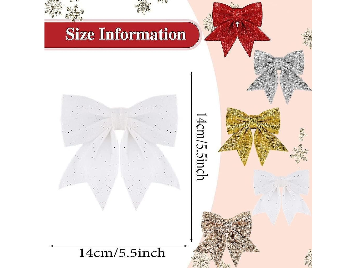 Conjunto de fitas douradas com glitter para árvore de Natal, 5,5 polegadas, para guirlandas e decorações.
