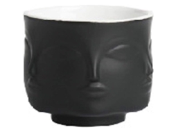 Maceta Creativa Cara Humana Cerámica Vaso Suculenta Decoración Sala Oficina Balcón Negro