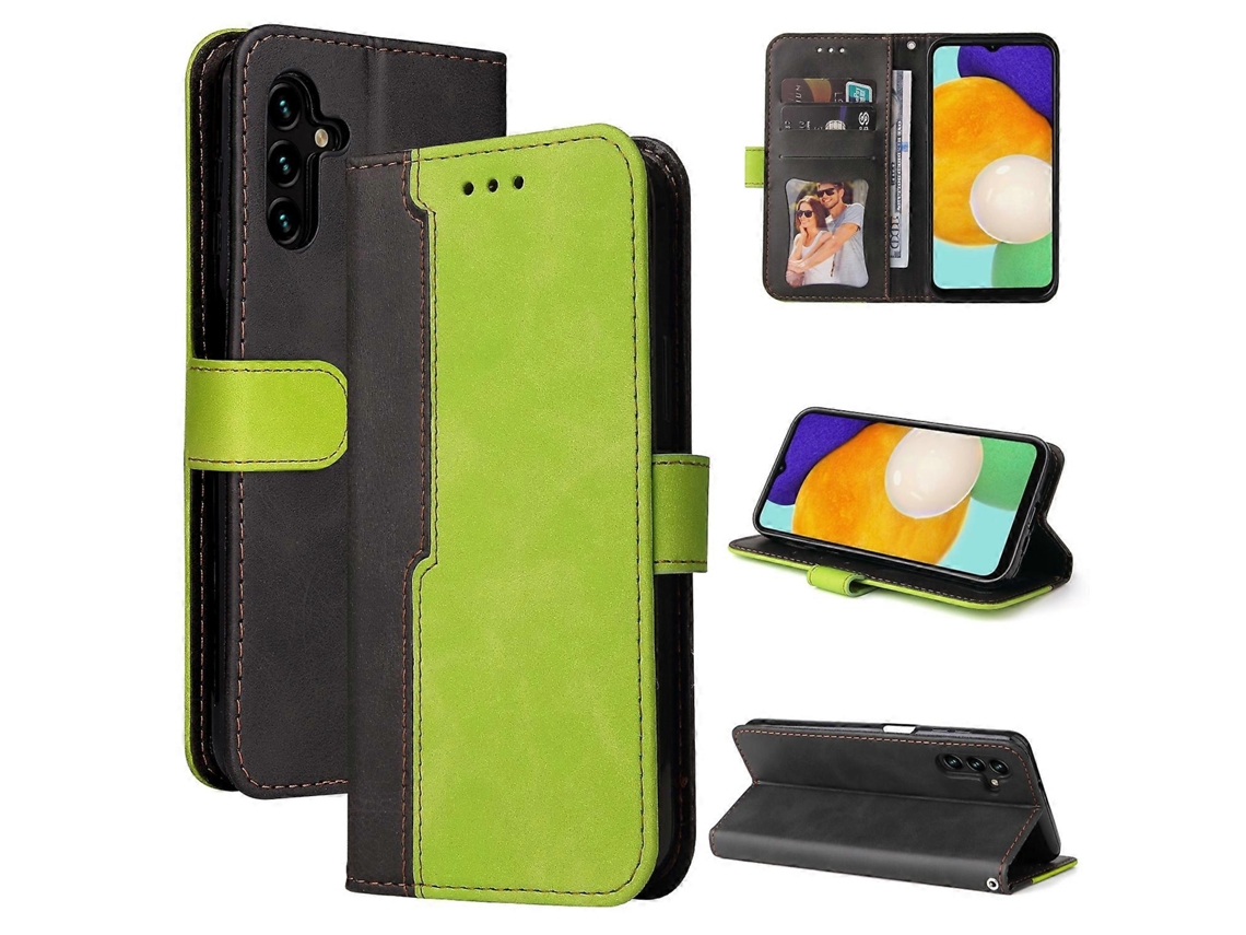 Capa De Couro Flip Horizontal Com Costura Colorida Para Samsung Galaxy A13 5g, Com Suporte, Compartimentos Para Cartões E Porta-retratos