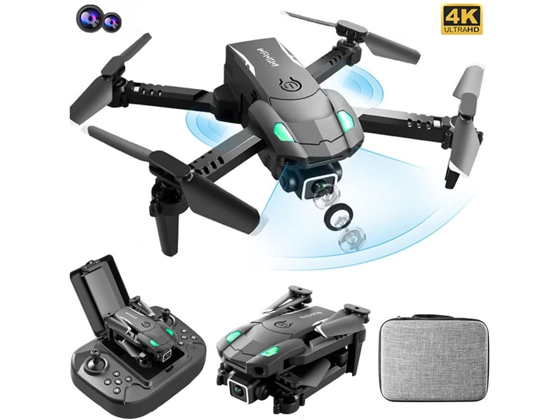 S128 Mini Drone com Câmera 4K para Evitar Obstáculos em 3 Lados Câmera Dupla Duração Da Bateria: 10 Min 1 Bateria Preto