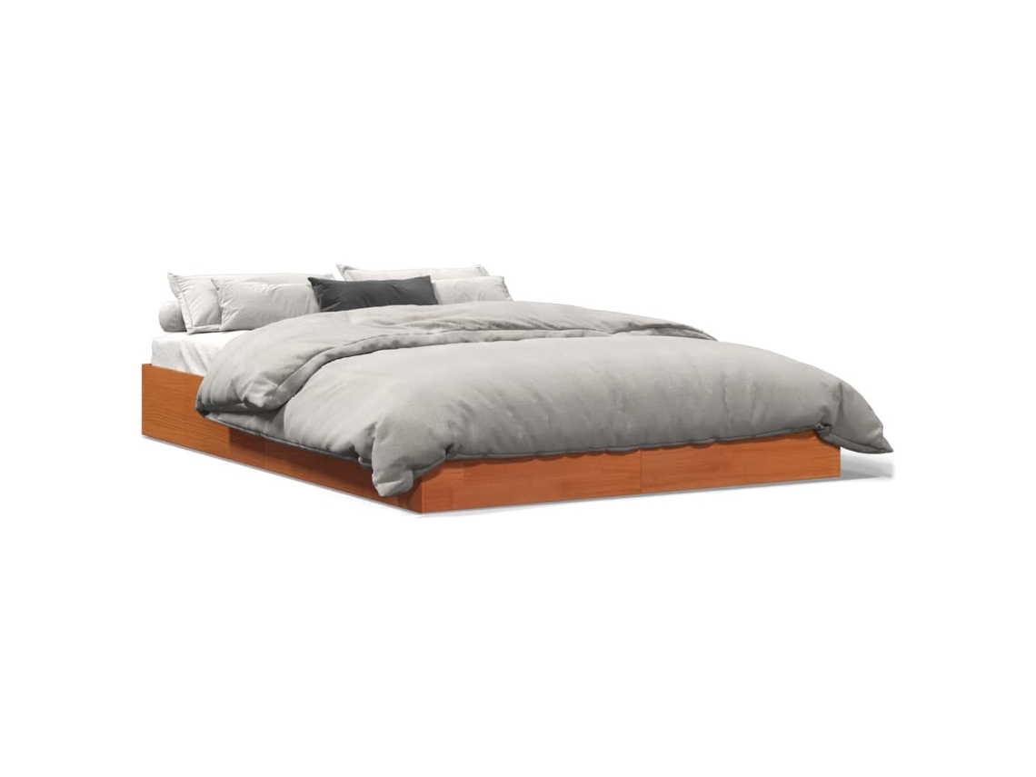 Bed Frame, Bed Frames Vidaxl Marrom Madeira De Pinho (140 X 200 Cm)