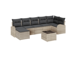 Conjunto 8 Sofá Modular Vidaxl Cinzento-claro Vime Pe (289 X 124 X 85 Cm)