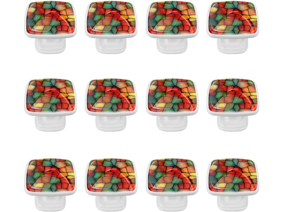 Puxadores Quadrados Para Gavetas De Cômoda, Puxadores Para Armários De Cozinha, 12 Peças, Estampa Colorida De Girafa