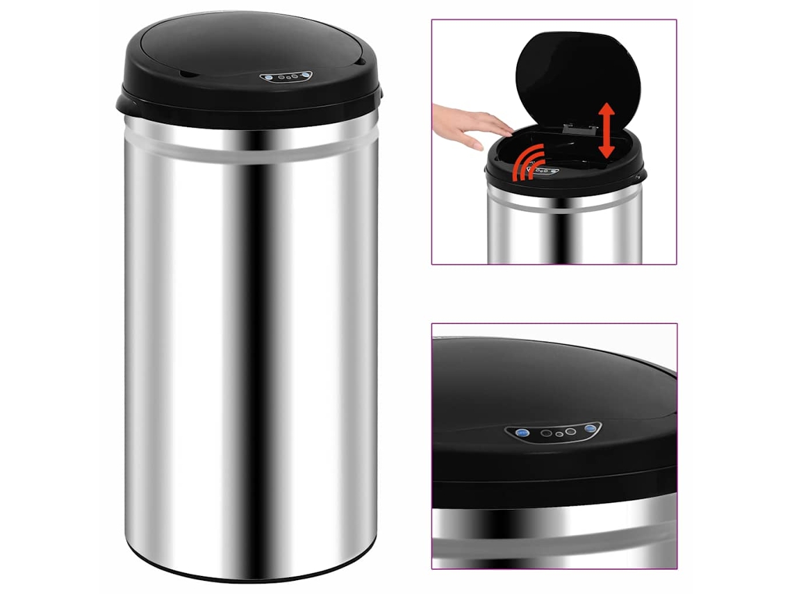 Vidaxl Caixote Do Lixo Com Sensor Automático 50 L Aço Inoxidável