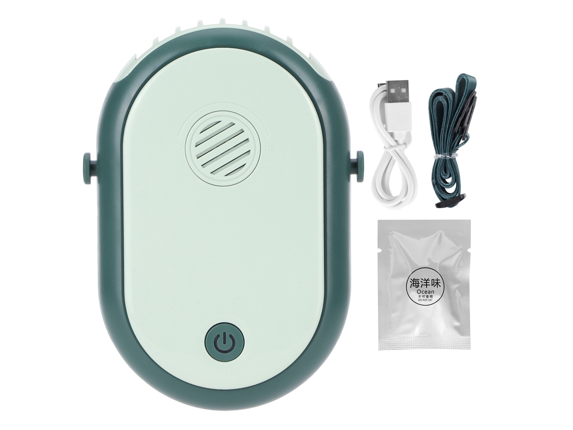 Ventilador elétrico de mesa com 3 velocidades portátil de pescoço aromaterapia USB carregável verde S/MARCA