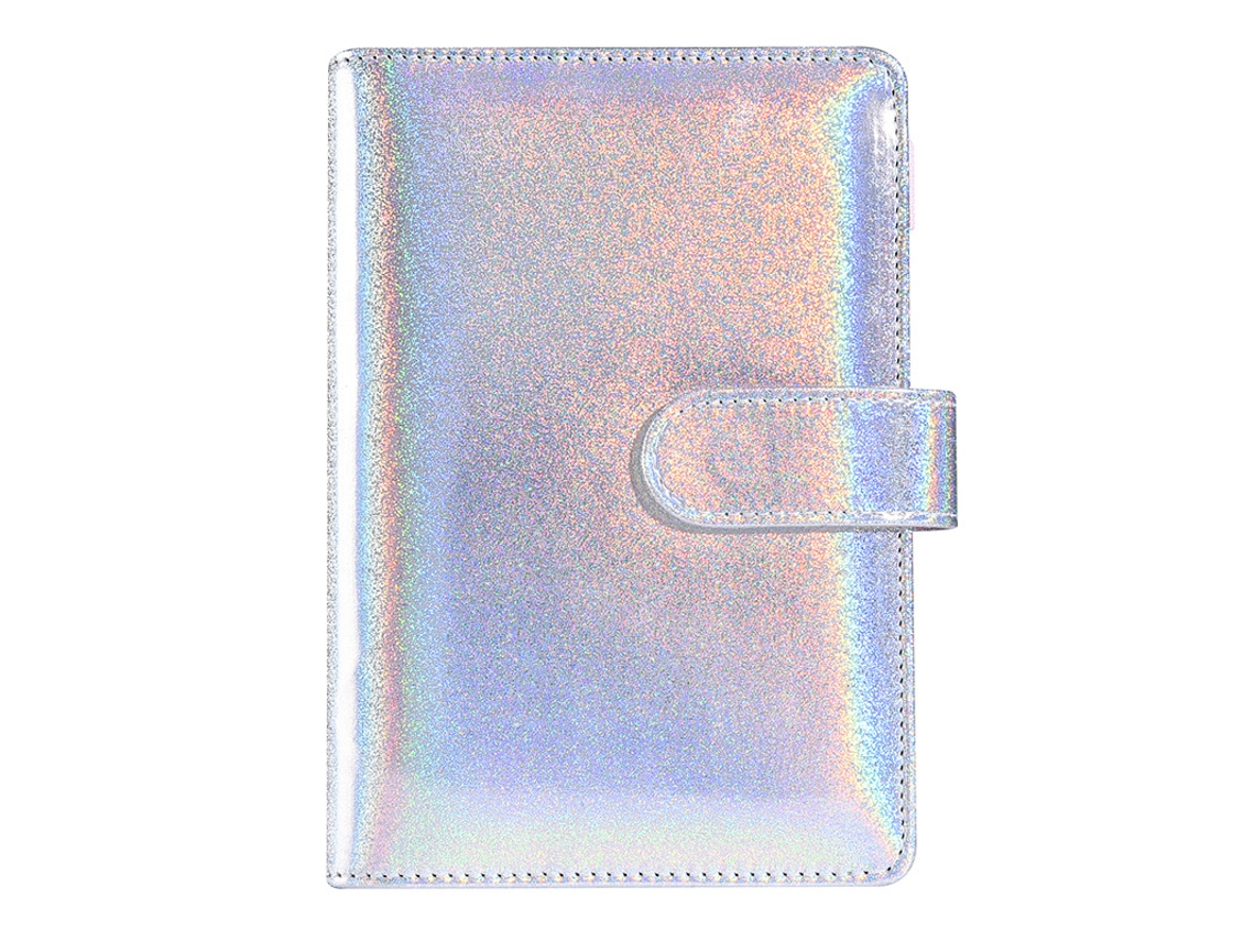 A6 Pu Leather Refillable Binder Rainbow Holographic Macaron Cash Budget Planner Silver Cover Only