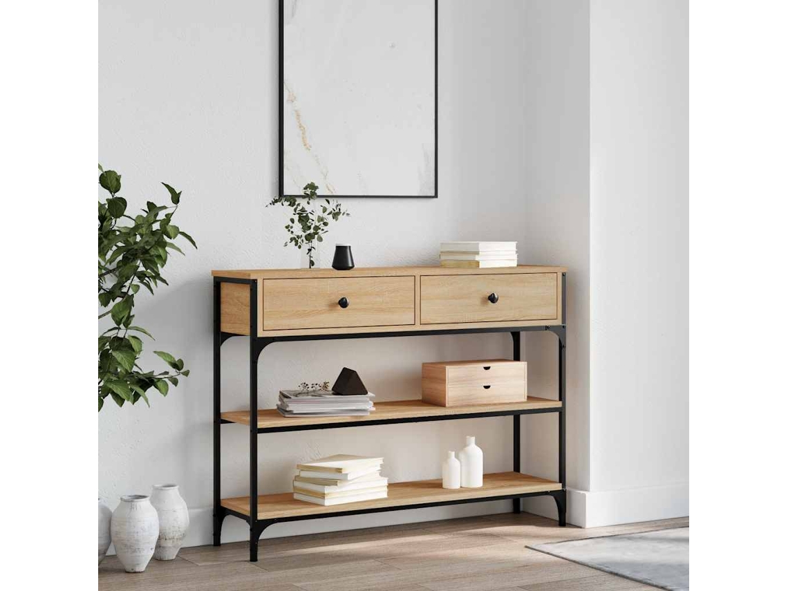 Vidaxl Mesa Consola 100x25x75 Cm Derivados De Madeira Carvalho Sonoma