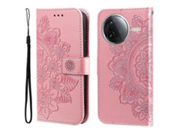 Capa De Couro Para Celular Com Estampa De Flores De Sete Pétalas