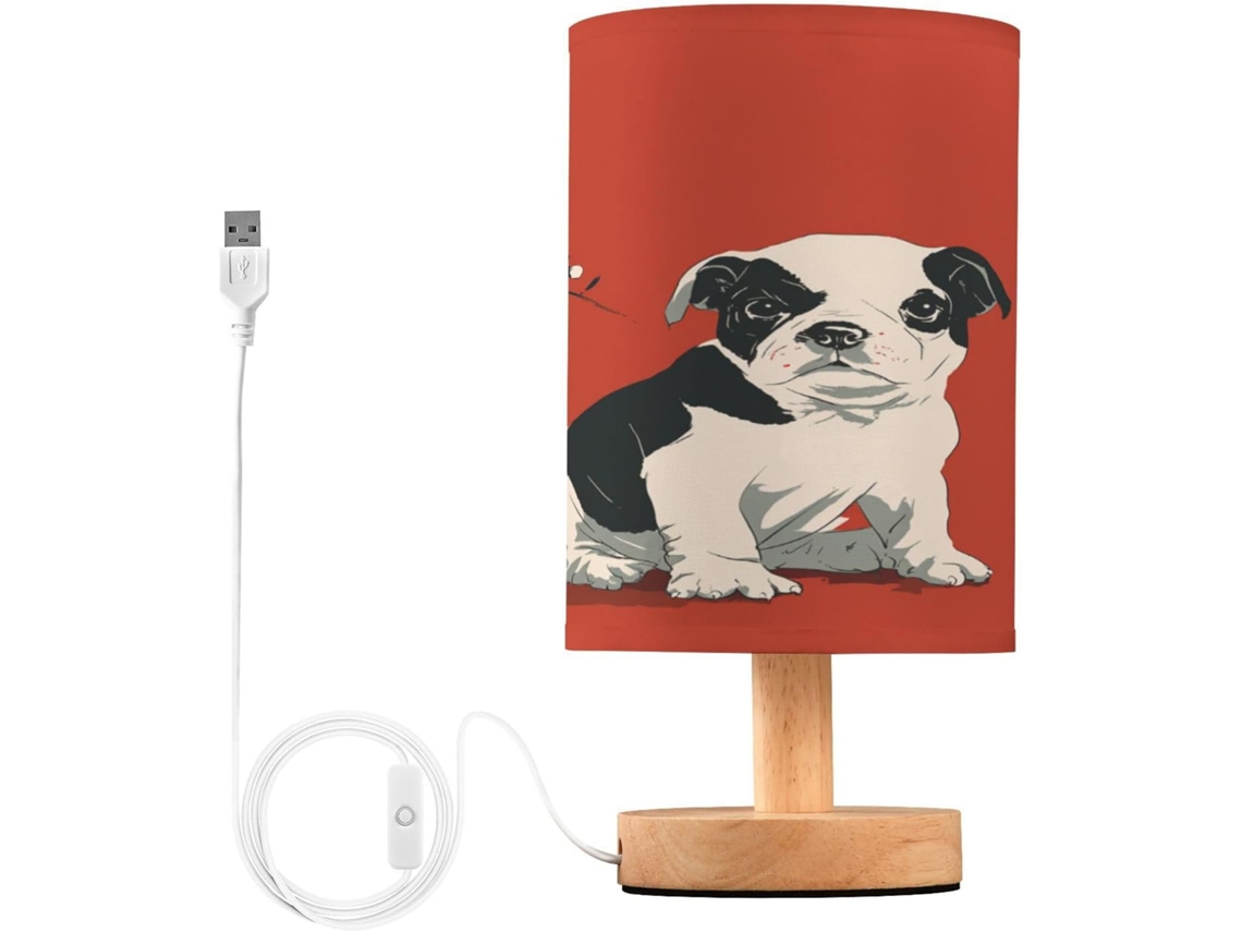 Abajur De Mesa Pequeno Estilo Japonês Com Filhotes, Nas Cores Vermelho E Preto, Ideal Para Escritório Ou Estudo Em