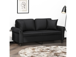 Vidaxl Sofá 2 Lugares + Almofadas Decoração 140 Cm Couro Artif. Preto