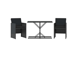 3 Pcs Conjunto de Bistrô com Almofadões Vime Pe Preto MAISON EXCLUSIVE