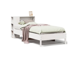 Cama com Estante Pinho Maciço Branco MAISON EXCLUSIVE (75x190 cm)