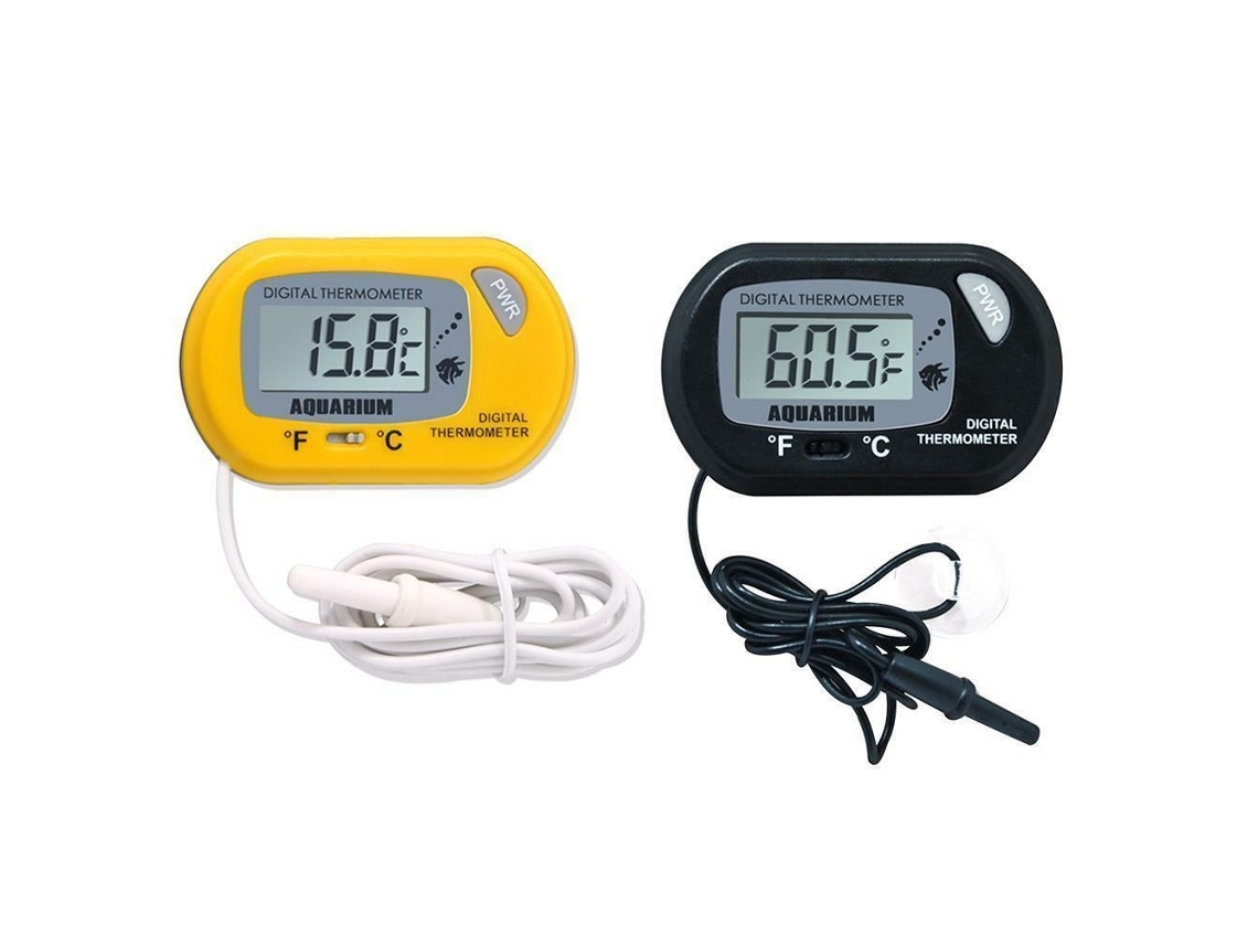 2 Termómetros Digitais Lcd Para Aquários E Tanques De Água Salgada (preto E Amarelo)