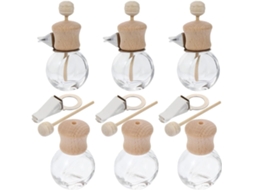 Clipe Difusor De Fragrâncias Reutilizável Genérico Para Carro, Capacidade De 10ml, 6 Unidades, Vidro E Madeira, Fácil De