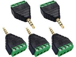 Balun de Fone Ouvido 4 Pinos com Terminal Parafuso 3,5 Mm e Conector Estéreo Trrs Macho para Av Fêmea (sem Solda). AQUAFORGE (1/8'')