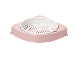 Prateleira giratória para banheiro, sem necessidade de furar, para pendurar na parede, armazenamento multiuso, produtos de higiene, canto, PP rosa