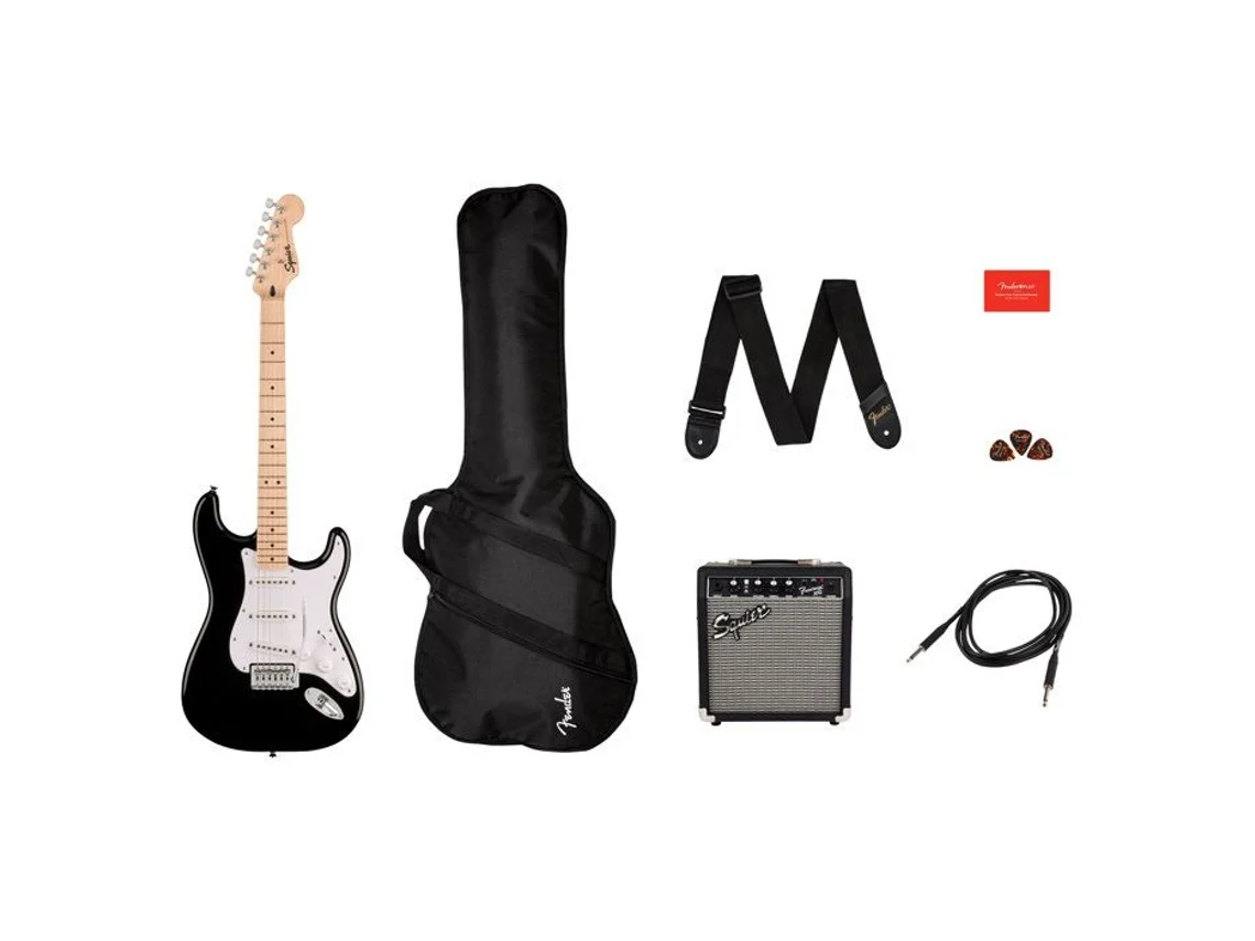 Pack De Guitarra Elétrica Fender Squier Stratocaster Sonic Preto