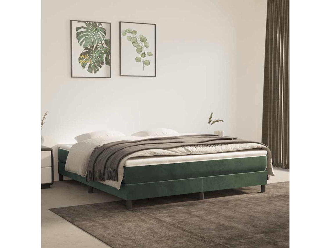 Vidaxl Colchão De Molas Ensacadas Firmeza Média 160x210x20 Cm Veludo Verde-escuro
