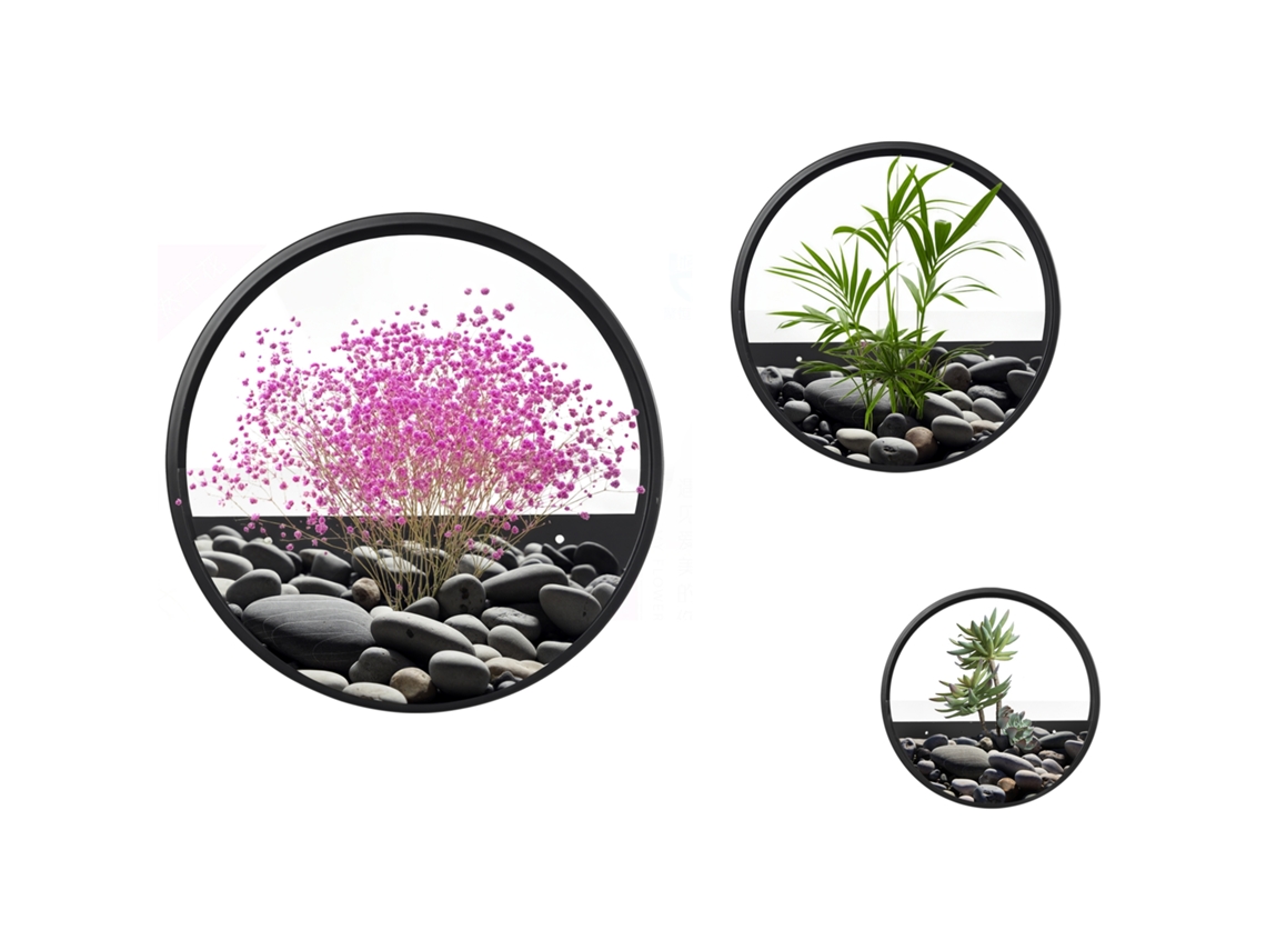 Vasos de Parede, Conjunto de 3, Empilháveis, Aço+acrílico, Preto Ge