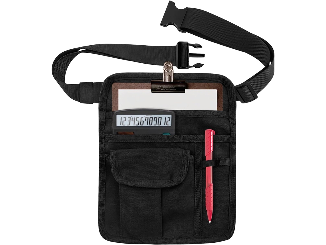 Bolsa de cintura masculina com diversos compartimentos e cinto ajustável, bolsa organizadora de lona resistente e impermeável.