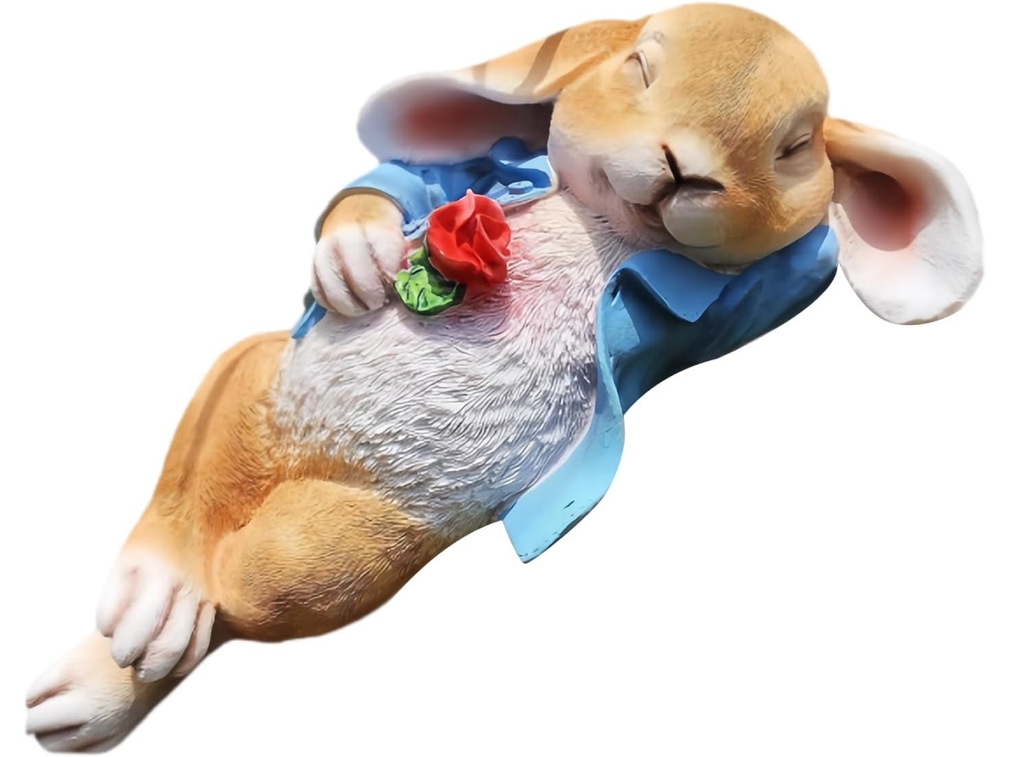 Estatueta, Escultura em Resina, Deitada, Segurando um Animal Estátuas para Uso Externo, 30 Cm para Decoração de CHABERLU