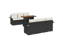 Conjunto 7 Conjunto De Sofá De Jardim Vidaxl Preto Vime Pe (100 X 55 X 73 Cm)