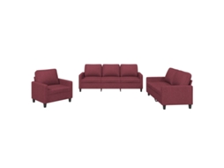 Conjunto de Sofás com Almofadões 3 Pcs Tecido Vermelho Tinto MAISON EXCLUSIVE