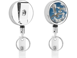 Porta Crachá Decorativo Retrátil Compacto E Leve Em Metal Com Clipe E Chaveiro, Ideal Enfermeiros, Professores E