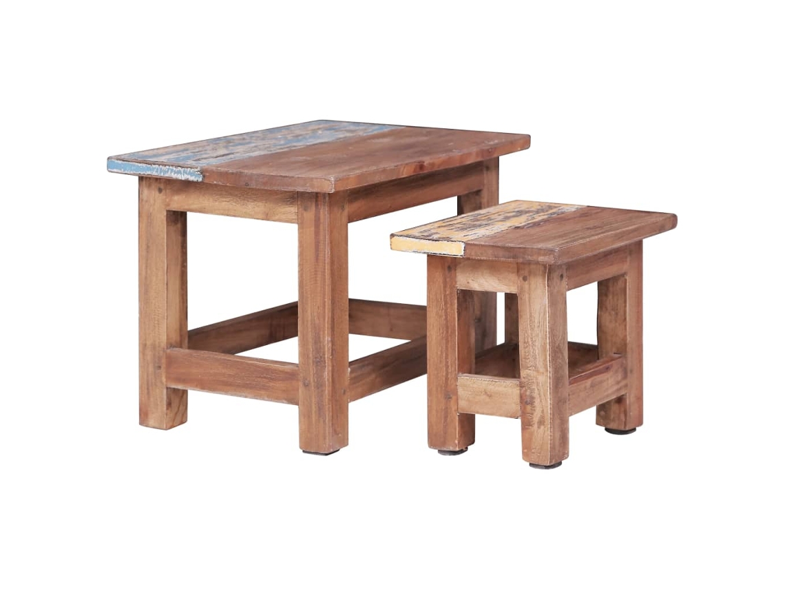 Vidaxl Mesas De Encastrar 2 Pcs Madeira De Mogno Maciça