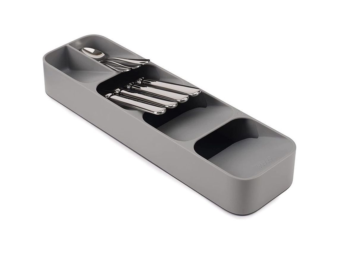 ORGANIZADOR de gaveta Nova Line de talheres compacto 5 compartimentos cinza