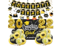 Laxiscreed Decoração Para Festa De Graduação 2022 Com Bandeira, Balões De Látex E Fita Dourada