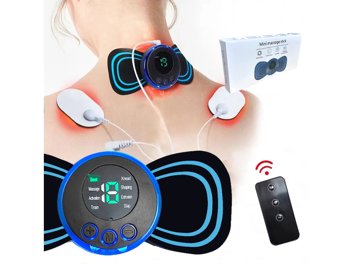 Massageador de Pescoço Portátil com Controle Remoto, 8 Modos, Recarregável, Pulso de Baixa Frequência. MDUG