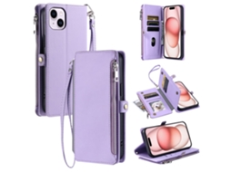 Capa Para Iphone 15 Pele Sintética Anti-choque Roxo