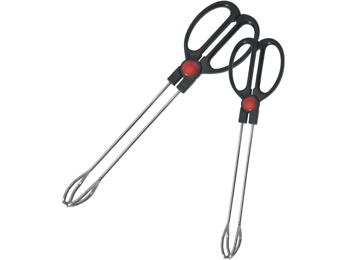 Pinças Reutilizáveis Para Grelhar Em Aço Inoxidável, Conjunto De 2 Peças, Cabo Antiderrapante, Para Cozinha E Camping