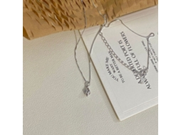 Colar Ocean Sound em Prata de Lei 925 com Pingente de Concha Cravejado de Diamantes Brilhantes. Mini, Requintado e Elegante. MDUG (ouro Branco)