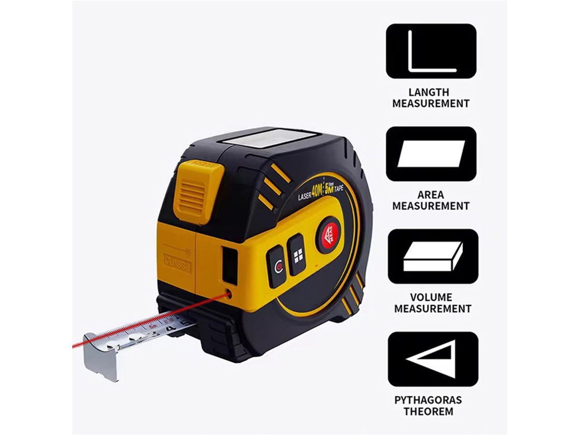 Laxiscreed Medidor De Distância Laser 2 Em 1 Com 40m + Fita De Aço Manganês De 5m Com Autotravo