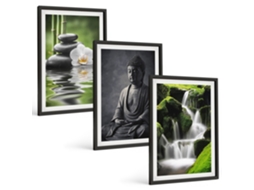 Conjunto De Pinturas Pinturas Relaxantes De Água Zen Espelharte (3 Peças 40x60 Cm)