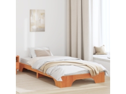 Estrutura De Cama Castanho Encerado Madeira Maciça 75 X 190 Cm