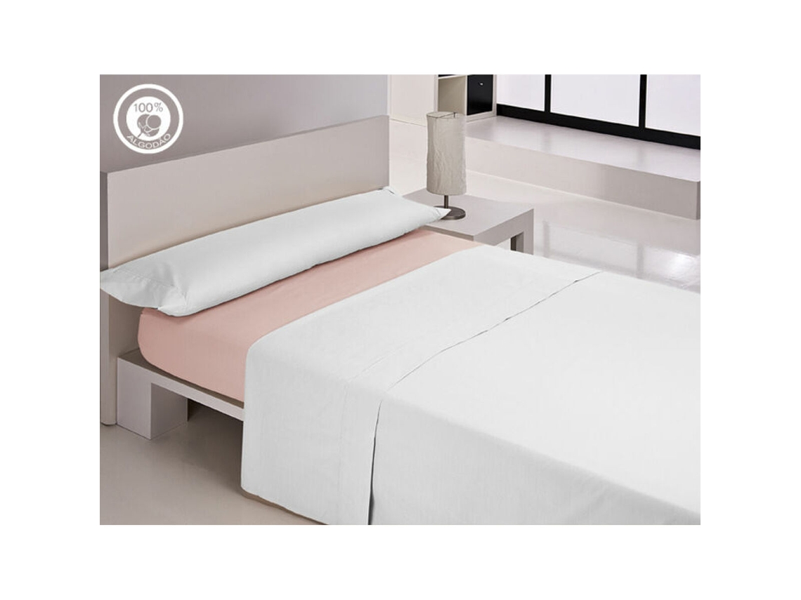 Lençol de baixo ajustável HAPPY HOME LISOS COTTON (Cor de Rosa - Queen - 100 % algodão)
