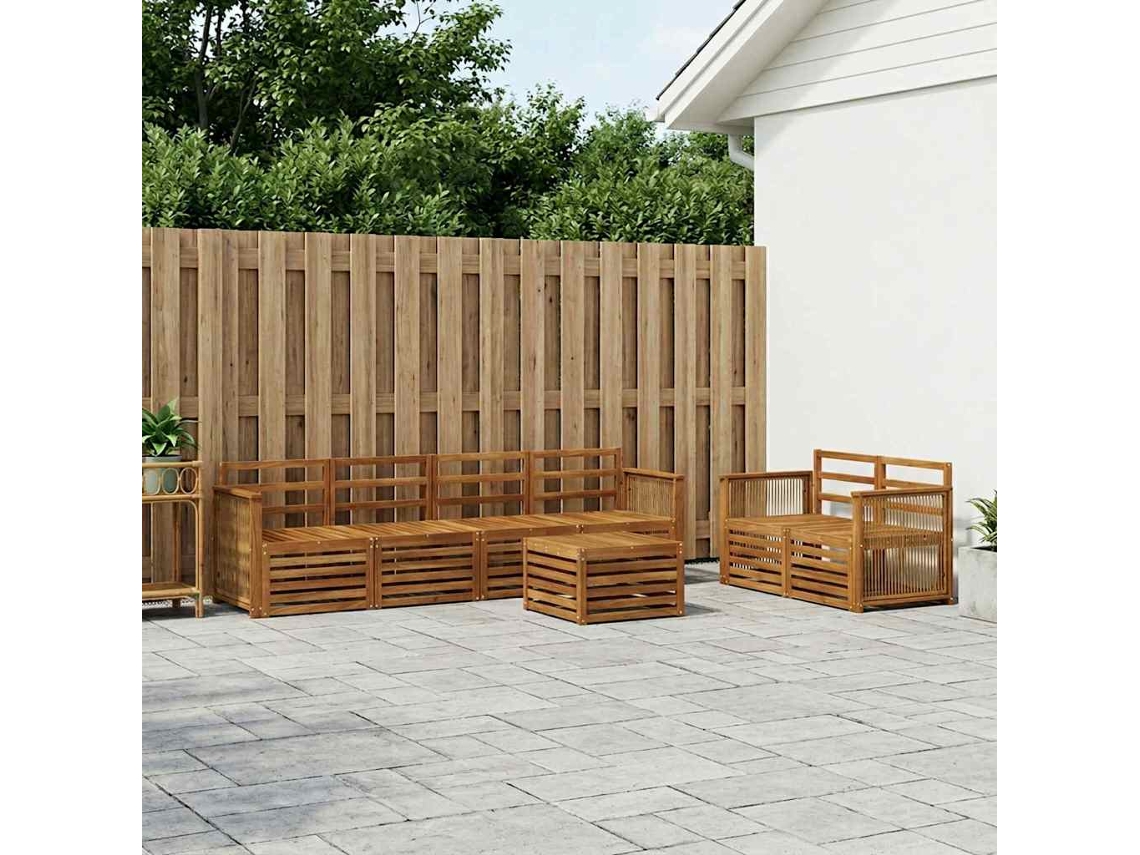Vidaxl Conjunto De Sofás Para Exterior 7 Unid. Natural