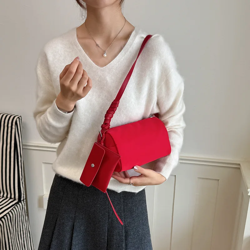 Bolsa De Ombro Feminina Em Nylon (vermelha), Bolsa Transversal Feminina, Bolsa Feminina Moderna Para Usar Debaixo Do Braço