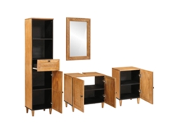Conjunto de Móveis para Banheiro com Gaveta 4 Pcs Castanho MAISON EXCLUSIVE