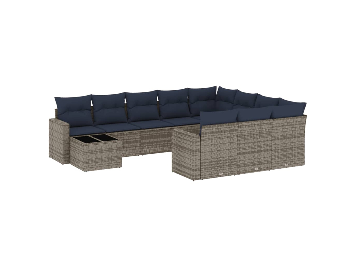 Conjunto de Sofá de Jardim, 11 Peças, Almofadas, Rattan Cinza MAISON EXCLUSIVE