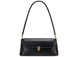 Mala De Ombro Estilo Baguete Para Senhora - Design Minimalista Em Pele Pu - Preto