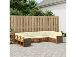 Vidaxl Conjunto De Sofá Sectional Com Almofada 7 Pcs Natural E Creme
