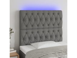 Cabecero con LED Tela 100x7x118/128 cm Gris Oscuro